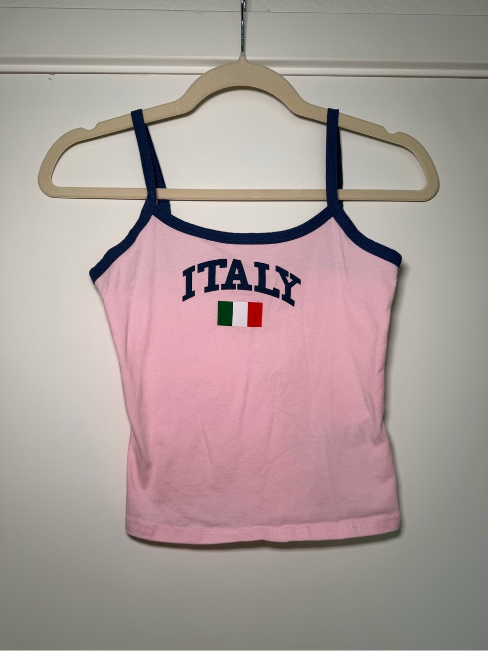 Edikted Pink Italy Graphic Tank with Navy Trim